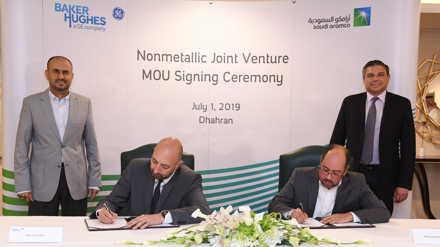 Aramco, BHGE Sign MoU for Non-Metallic Facility