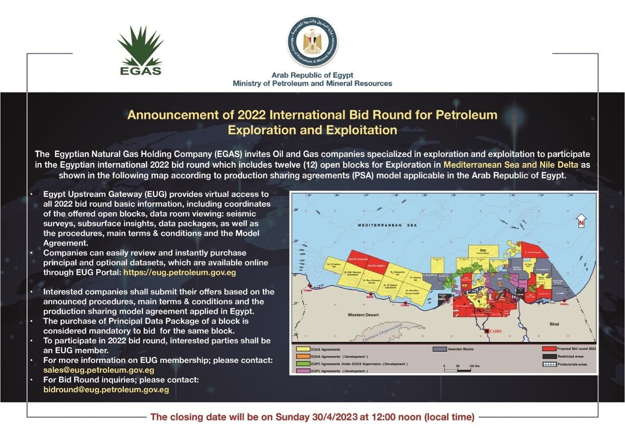 Egypt Launches New International Bid Round for Oil and Gas Exploration